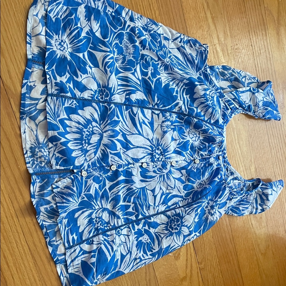 Sonoma Blue and White Floral Tank Top